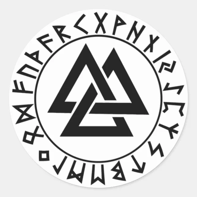 Triangle Two Legs Rune sticker round Tri-Triangle Rune Shield | Zazzle
