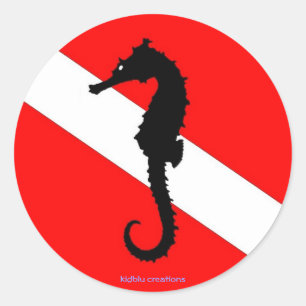 sticker - seahorse dive flag