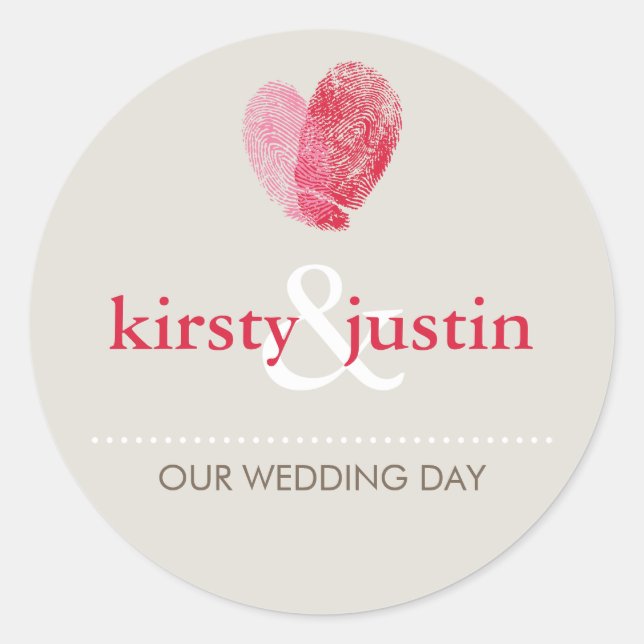 STICKER SEAL cute wedding fingerprint heart love (Front)