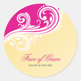 STICKER SEAL elegant pretty swirls pink yellow
