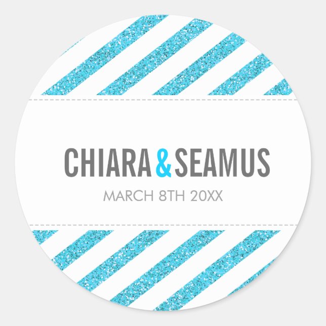 STICKER SEAL modern simple blue glitter stripe (Front)