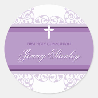 STICKER SEAL pretty curls cross violet purple