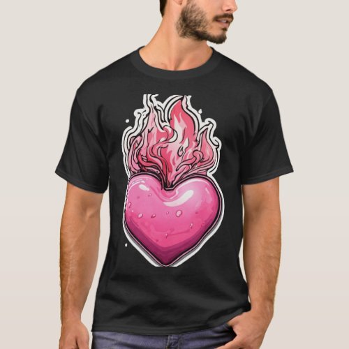 Sticker Series Featuring a Melting Pink Heart T_Shirt
