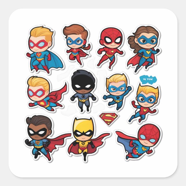 Sticker set of superheroes (Front)