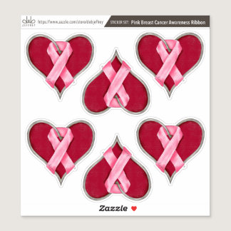 Sticker set: Pink Breast Cancer Awareness Ribbons