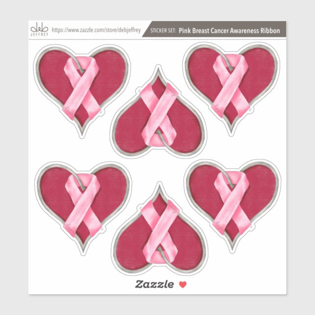 Sticker set: Pink Breast Cancer Awareness Ribbons (Sheet)