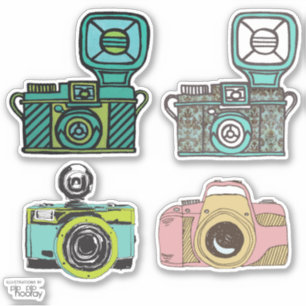 Sticker Set Vintage Cameras Photographer Vinyl