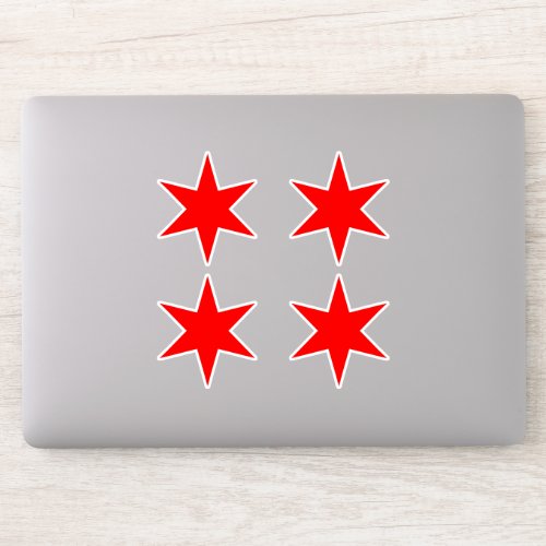 Sticker Sheet  Chicago Flag Red 6_Pointed Star