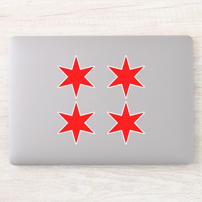 Sticker Sheet | Chicago Flag Red 6-Pointed Star (Computer)