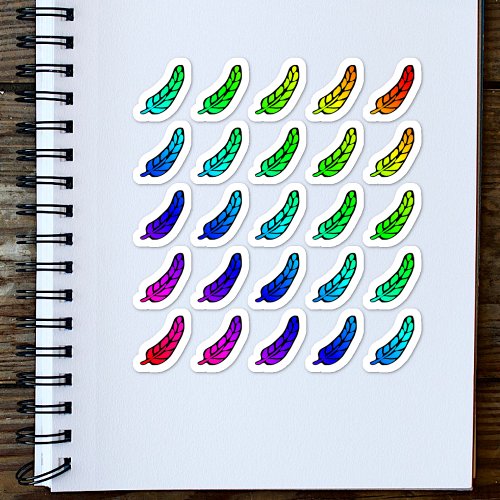 Sticker Sheet Colorful Feathers Tiny Rainbow Ombre