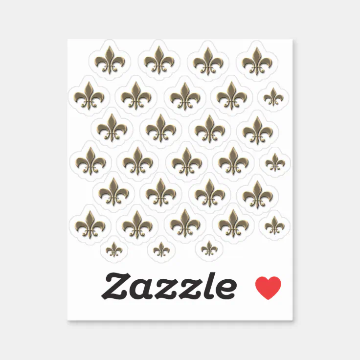 waarschijnlijk Zuivelproducten Beperking Sticker Sheet of 30 Metallic Gold Fleur de Lis 3D | Zazzle