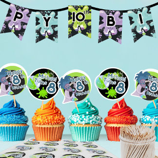 Sticker Sheet Slime Making Party Cupcake Toppers