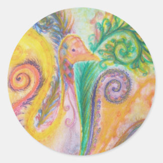 Sticker Sheet with Colourful Swirly Bird Design