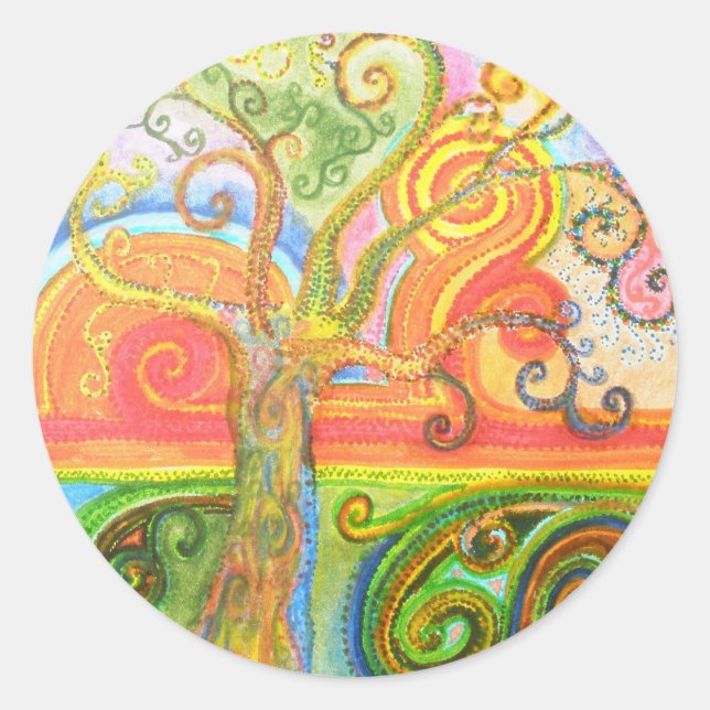 Sticker Sheet with Psychedelic Colourful Tree (Front)