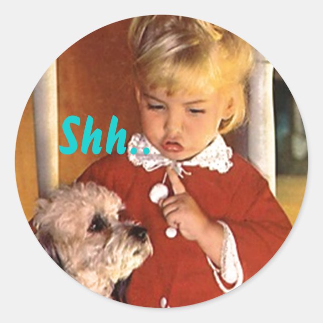 Sticker Shh... Retro Secret Surprise Party Seals (Front)