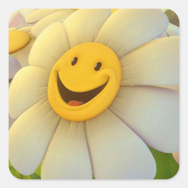 Sticker/Smiling Sunflower Square Sticker (Front)