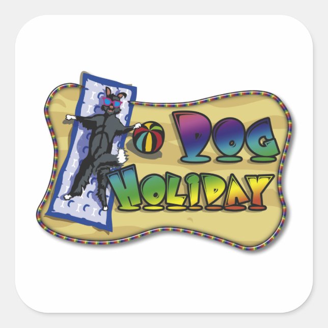 Sticker square Dog Holiday Color (Front)