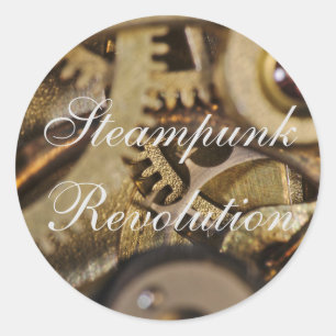 Sticker: Steampunk Revolution. Watch Mechanism Classic Round Sticker