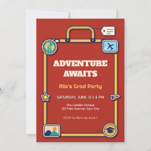 Sticker Suitcase Travel Graduation Invitation