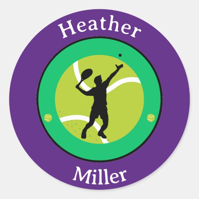 Sticker - Tennis Player - Personalized - Add Name (Front)
