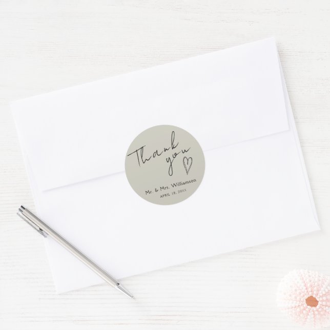  Sticker Thank You Minimalist Modern Wedding (Envelope)