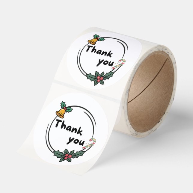 Sticker Thank You Xmas Theme (Roll)