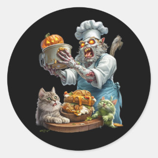 Sticker. The creepy cook is cooking. Classic Round Sticker
