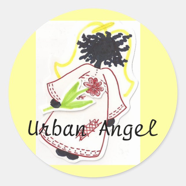 Sticker, Urban Angel - Customized Classic Round Sticker (Front)
