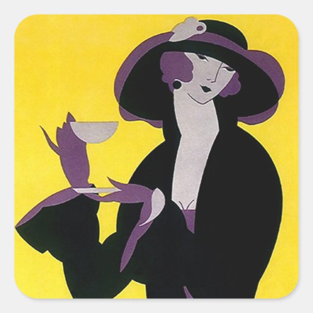 Sticker Vintage Afternoon Tea Art Deco Sharp Lady (Front)