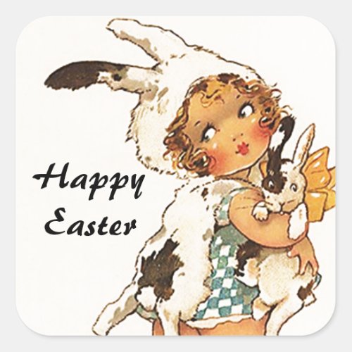Sticker Vintage Antique Cute Easter Bunny Suit