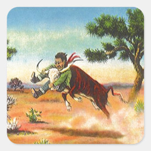 Sticker Vintage Cowboy Steer Wrangler Rodeo Sport