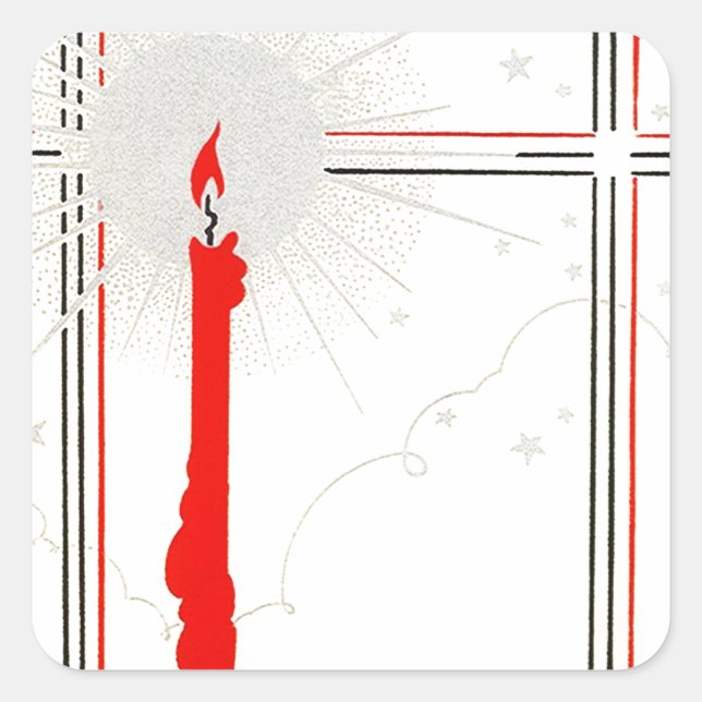 Sticker Vintage Deco Christmas Candle In Window (Front)