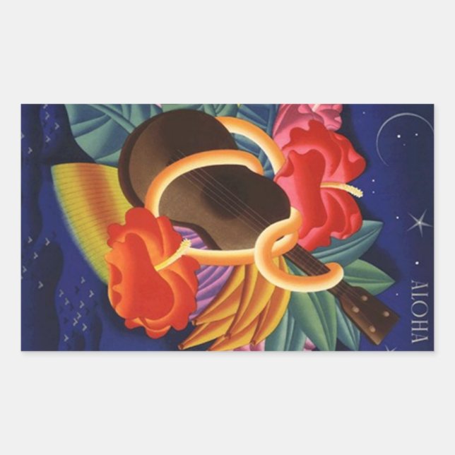 Sticker Vintage Hawaiian Ukulele Aloha Nights (Front)