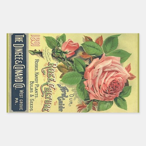 Sticker Vintage Heirloom Roses Advertising Cover