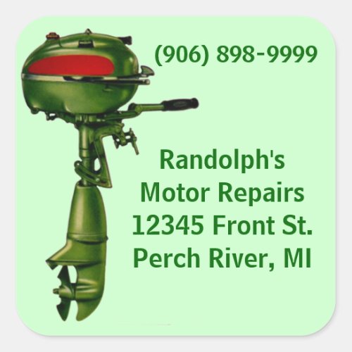 Sticker Vintage Outboard Motor Repair Shop Service