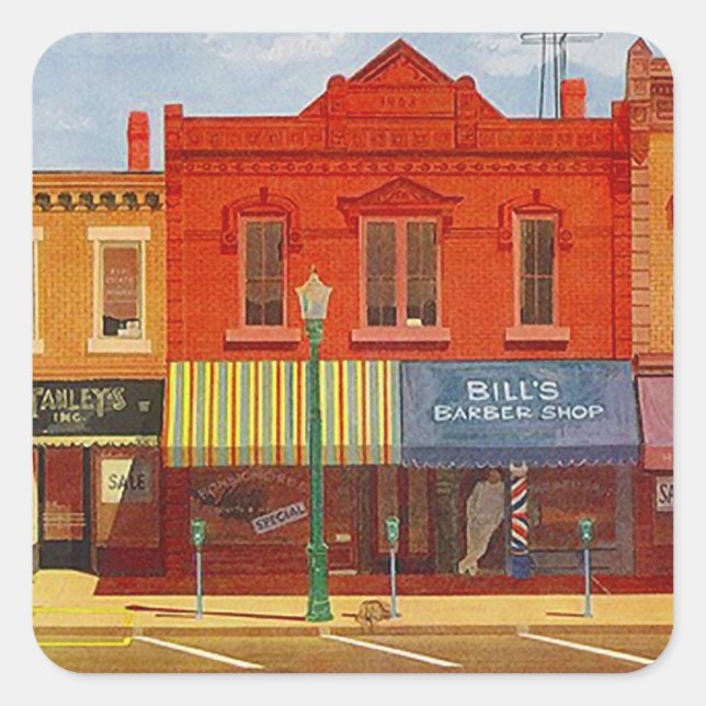 Sticker Vintage Quaint Small Town Street Front Bus (Front)