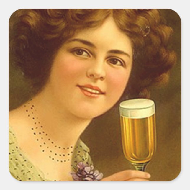Sticker Vintage Stemware Sipping Lady Advertising (Front)