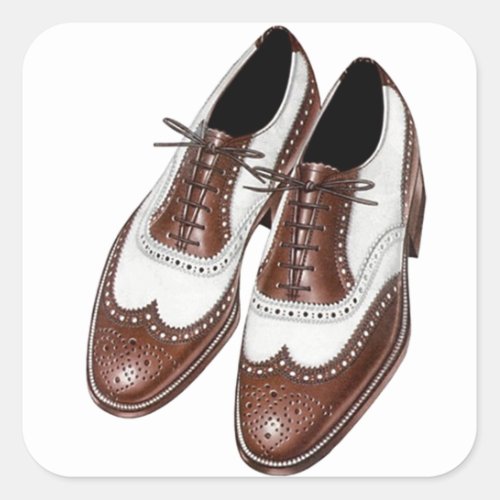 Sticker Vintage Two_tone Oxford Wingtip Shoes Pair
