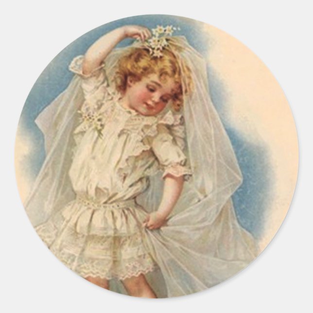 Sticker Vintage Victorian Bride Wedding Gown Dream (Front)