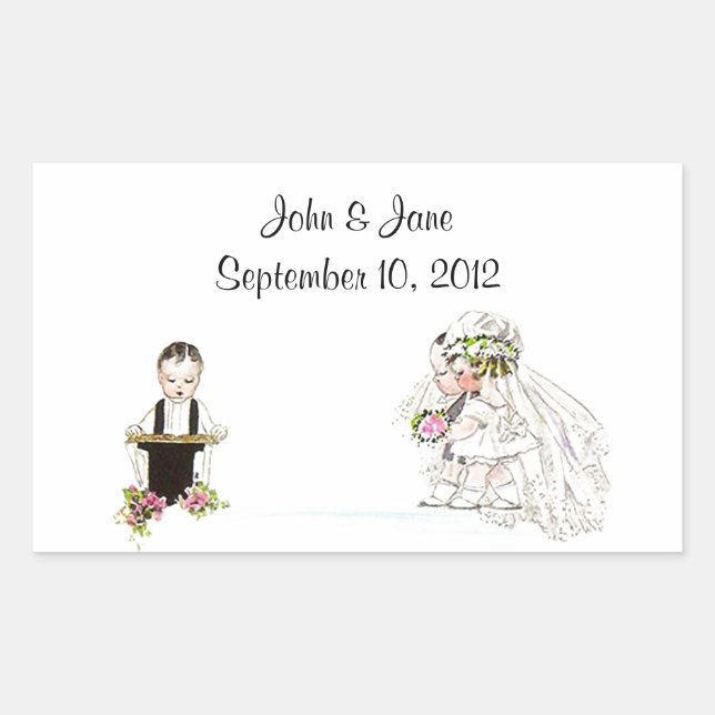 Sticker Vintage Wedding Bride Groom Church Service (Front)