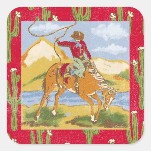 Sticker Vintage Western Rodeo Cowboy Wild West