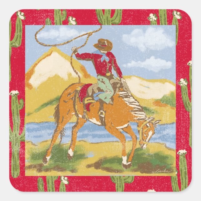 Sticker Vintage Western Rodeo Cowboy Wild West (Front)