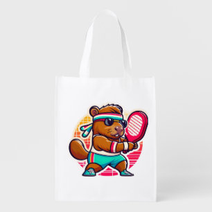 Sticker Vinyle Capybara Joueur de Pickleball - Sty Grocery Bag