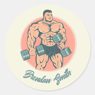 Sticker wiith bodybuilder and your name