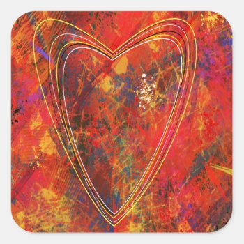 Sticker With A Flaming Heart by SannelDesign at Zazzle