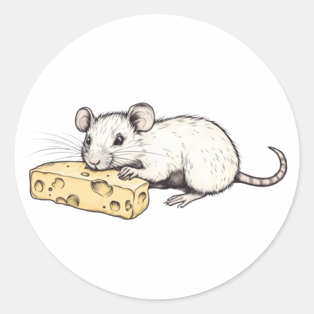Sticker with a picture of a rat with cheese (Front)