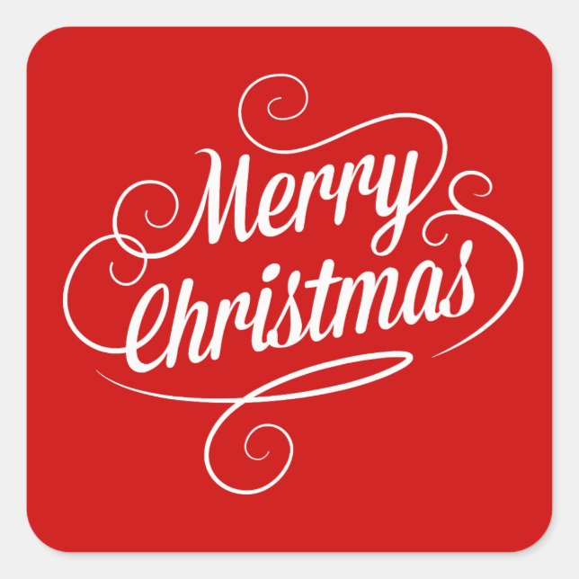 Sticker with Cheerful Merry Christmas Text (Front)