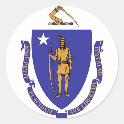 Sticker with Flag of Massachusetts