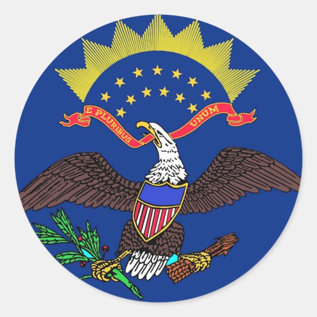 Sticker with Flag of North Dakota (Front)