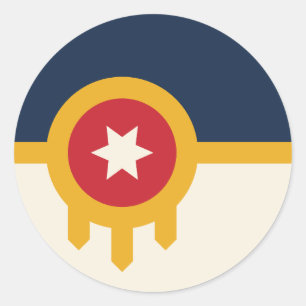 Sticker with Flag of Tulsa, Oklahoma